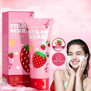 Limpiador Facial <span class=keywords><strong>de</strong></span> Fresa, <span class=keywords><strong>Limpieza</strong></span> Facial <span class=keywords><strong>Profunda</strong></span>, Control <span class=keywords><strong>de</strong></span> Grasa, Aclarante e Hidratante, Cuidado Facial, Venta al por Mayor, 100g - Product Image 1