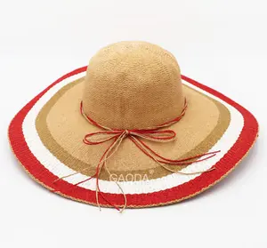 DS Nouveau chapeau de plage en papier pour femme avec large bord Floppy Fold Summer Sun Straw Hat