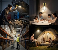 Lampe de travail portable magnétique COB 3W LED, alimentée par piles AA, en ABS, étanche IP65, lumineuse, 4100K blanc neutre, 190LM, 4 heures d'autonomie
