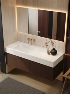Lavabo de losa de roca todo en uno, nuevo estilo chino, espejo inteligente, mueble de baño montado en la pared, impermeable <span class=keywords><strong>IPX4</strong></span>, combinación de inodoro y lavabo. - Product Image 4