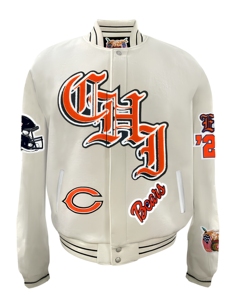 Veste de baseball pour homme, style varsity, avec logo brodé, coupe classique, col rabattu, fermeture à boutons, veste décontractée pour homme - Product Image 1
