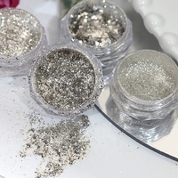 Vente chaude Argent Glitter Cristal Flocons Ongles Métal Miroir Champagne Paillettes Holographique Poudre Galaxy Nail Art Paillettes