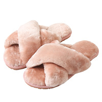 Sandale de pantoufles de fourrure de maison pour femmes en peluche de mode d'intérieur personnalisée en fourrure duveteuse colorée