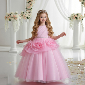 Robe de Mariage Fille Style Europé<span class=keywords><strong>en</strong></span> à Fleurs Roses Robe de Soirée Banquet <span class=keywords><strong>en</strong></span> <span class=keywords><strong>Tulle</strong></span> Moelleux Robes Élégantes à Une Épaule pour Grandes Filles 12 Ans - Product Image 3