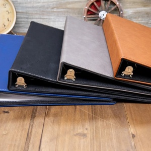 Reliures à 3 anneaux en cuir PU vierges personnalisées, cadeaux d'entreprise de <span class=keywords><strong>bureau</strong></span> personnalisés, vente en gros, reliure en similicuir laserable A4 - Product Image 1