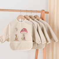 Dänische super elastische wasserdichte PU Anti-Dirty Fütterung kleidung Langärmlige Baby-Lätzchen für Kinder Anti-Dressing-Lätzchen für