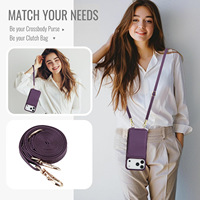 Tas dompet tali bahu multifungsi, tas dompet tali gantungan kulit PU multifungsi, pelindung casing untuk iPhone 17 16 15