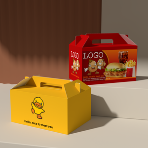 Nhà Máy Chi Phí Thấp Thức Ăn Nhanh Bao Bì Hộp Bánh <span class=keywords><strong>Hamburger</strong></span> Khoai Tây Chiên Vali Hộp Giấy Công Suất Lớn Gà Chiên Hộp Mang Với Xử Lý - Product Image 5