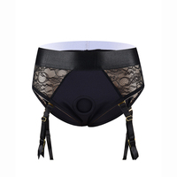Hot New Sweet Fashion Noir Sangle sur Harnais Culotte Dentelle Mature Sous-Vêtements Accessoires Portable Gode pour les Femmes