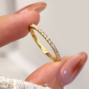 แหวนมินิมอลประดับเพชร CZ ชุบทอง 18K ประดับมุกเซอร์คอน สำหรับผู้หญิง ของขวัญเครื่องประดับ - Product Image 5