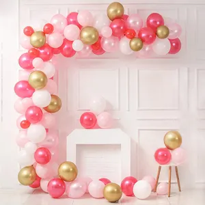 143 adet doğum günü kız balonlar kemer kiti beyaz ve gül altın balon Garland Pastel Globos bebek duş vaftiz balon Deco