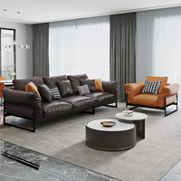 Canapé modulaire en cuir PU de luxe léger italien minimaliste OKF pour salon, hôtel, villa, avec structure en bois massif
