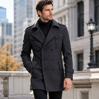 Manteau long en laine pour homme, très vendu, mi-long, simple boutonnage, épais, réversible, personnalisable en usine