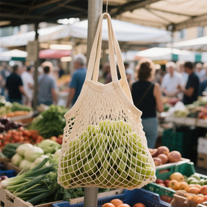 Borsa promozionale per imballaggio di frutta in rete Shopping Tote Net borsa per frutta e verdura sacchetti della spesa con manico - Product Image 1