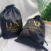 Pochette en satin de soie recyclable pour le rangement des extensions de cheveux, des perruques et des produits capillaires, sacs de voyage en satin