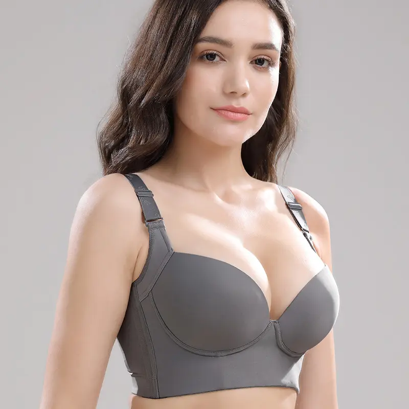 Seamless Women Deep Cup Bra Shaper Hide Back Fat Underwear Full Back Coverage wireless Plus Size Side Padded Push Up Bra