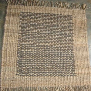 Alfombra Decorativa de Yute y Cuero Tejida a Mano, Reversible, Antideslizante, Estilo Vintage Chic para Sala de Estar, Hotel y Hogar - Product Image 3