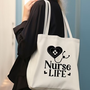 <b>Nurse</b> Canvas <b>Bag</b> with Inner Pocket Shopping Grocery Reusable <b>Bags</b> with Inner Zipper Women Gift - Product Image 5