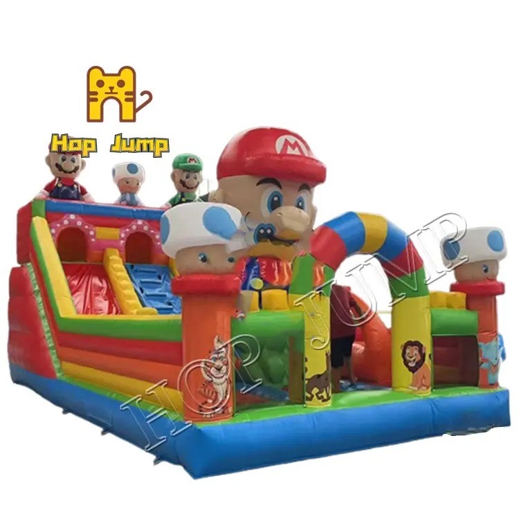 Popüler Mario tema parkı sıçrama ev çocuk yaşam dolu kaydıraklı oyun kalesi ticari kullanım için