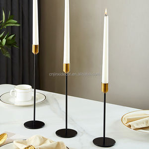 Ensemble de 3 bougeoirs dorés noirs en métal de haute qualité, design romantique pour la maison, centre de table de fête de mariage - Product Image 3