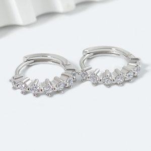Trendy Wedding Party Gift Small Fine Jewelry 925 <strong>Sterling</strong> <strong>Silver</strong> Kid's <strong>Earrings</strong> Geometric Gold Plating Shiny Zircon <strong>Hoops</strong> - Product Image 4