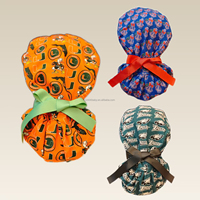 Casquettes de chirurgien pour femmes avec queue de cheval, équipe de football de Miami, avec doublure en satin, liens en ruban, logo personnalisé, chapeaux de travail avec queue de cheval