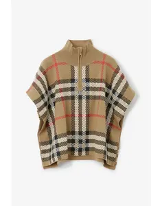 2023 invierno Gran oferta marca de diseñador de punto a cuadros abrigo de invierno Poncho niñas suéter chal capa suéter