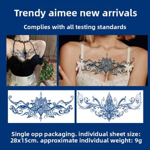 Tatouages temporaires imperméables à base de jus végétal, vente en gros directe usine, pour hommes et femmes, taille poitrine et épaule, autocollants de <span class=keywords><strong>tatouage</strong></span>, tenue 15 jours - Product Image 4