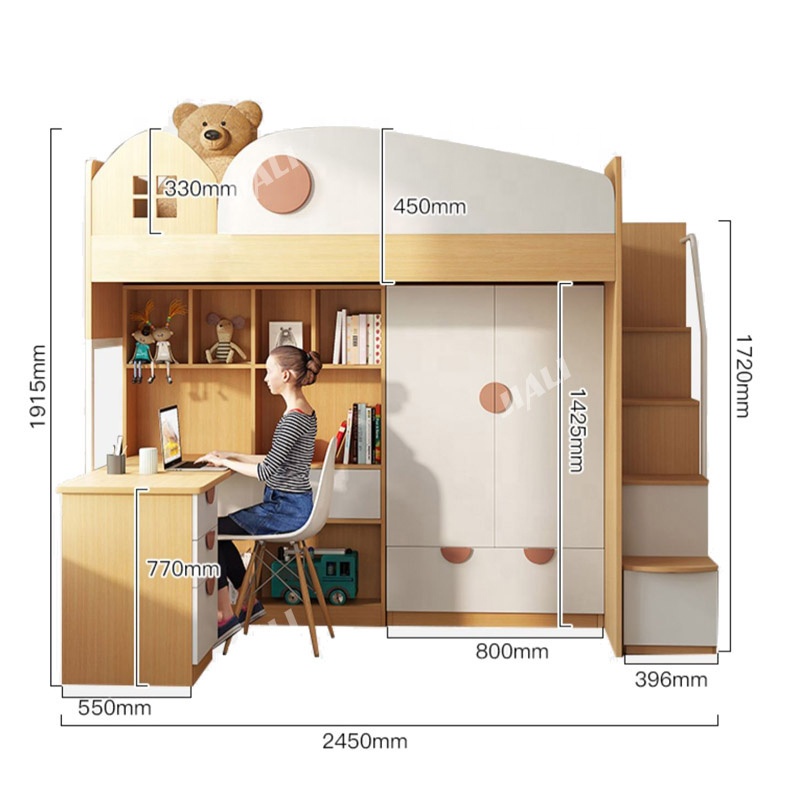Wooden Bunk Bed with Desk Space-Saving Kids' Furniture