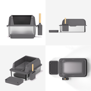 OEM Caixa de Areia para Gatos Retangular Extragrande 20L de Aço Inoxidável Semi-Fechada, Confortável, com Pedal, À Prova de Respingos Internos, Fácil de Limpar, 3.3kg - Product Image 6