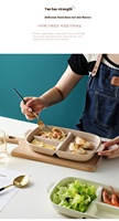 Assiette à compartiment rectangulaire à double poignée en céramique nordique, assiette à dîner à contrôle des portions, petit-déjeuner créatif, vente en gros