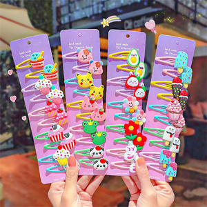 Nouvelles pinces à cheveux colorées et mignonnes en forme de dessin animé pour filles, lot de <span class=keywords><strong>10</strong></span>, accessoires de mode pour cheveux, thème crème glacée, collection 2021 - Product Image 1