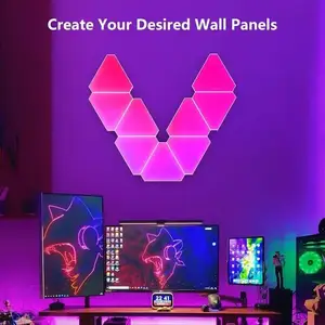 Triangle Lights Gaming 10 Pack RGB Led Triangle Light Panels Triangle Smart Wall Lights Sync To Music For Room Bar Decor