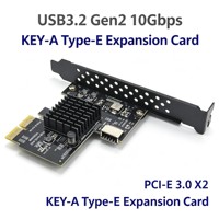 Carte d'extension PCIe USB 3.2 10 Gbit/s avec connecteur de panneau avant Type-E A-Key 20 broches et conception de prise réversible