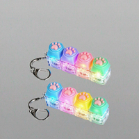 GREENSEED PRD Cute Cat Paw Plastic Mechanical Keycap Fidget Keychain 4 Buttons Decompression Keyboard Toy Portable Stress-Relief