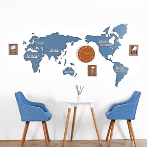 Cadre photo horloge en bois 3D créatif de 180 cm, personnalisable avec <span class=keywords><strong>carte</strong></span> du <span class=keywords><strong>monde</strong></span> - Product Image 1