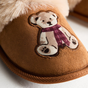 Confortable femmes intérieur maison chaussures ours en peluche Applique conception assez chaud moelleux pantoufles Mule pantoufles - Product Image 5