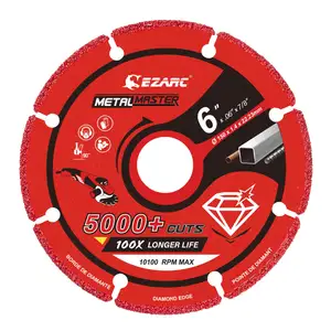 EZARC Diamond Cutting Wheel 6'' x 7/8 Inch for Metal, Cut Off Wheel with 5000+ Cuts on Rebar, Steel, Iron and INOX