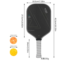Raquette de pickleball portable légère Custom Six Zero Double Black Diamond 6.0 Black Gem en fibre de carbone