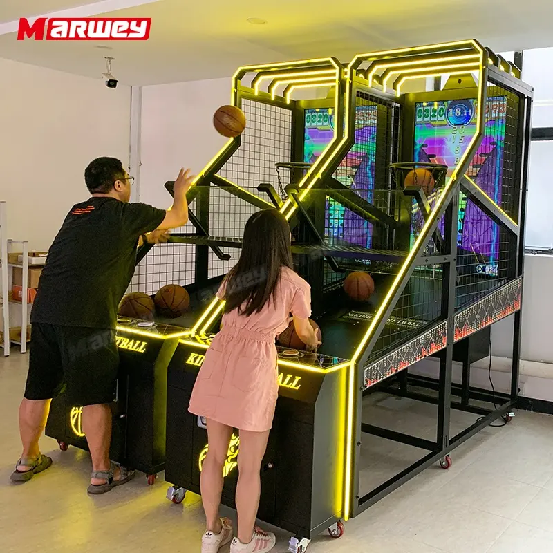 Machine de jeu de basket-ball de rue pour adultes, machine de jeu de cerceaux de basket-ball d'arcade à pièces à écran LED, vente en gros