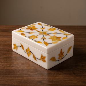 Caja de Joyería Rectangular de Mármol de Primera Calidad con Patrón Floral Grabado, Accesorios de Almacenamiento para Regalos de Niñas, Suministro al por Mayor - Product Image 1