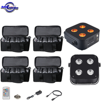 Lot de 8 mini projecteurs PAR IR4 noirs avec sacs, LED 4*12W, sans fil DMX, pour DJ, mariages, discothèques, événements