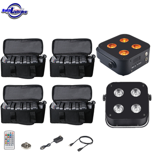Set di 8 Luci Par LED IR4 Mini Nere con Borse, 4*12W, Wireless DMX, per DJ, Matrimoni, Discoteche, Eventi - Product Image 1