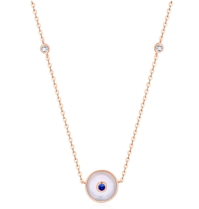 สร้อยคอจี้โรสโกลด์18K ประดับเพชรแท้ดีไซน์ทันสมัยสำหรับผู้หญิง - Product Image 1