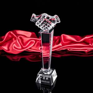 Promotion Custo Logo Premium White <b>Crystal</b> Art Crafts Elegant Thumbup Trophy & Handshake Trophy for Decoration - Product Image 3