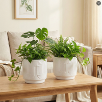FANGSHENG Pots de fleurs en céramique à rayures courbes au design moderne, émaillés, de haute qualité, personnalisables, pour l'intérieur/l'extérieur, Chine Guangdong