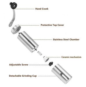 <b>Mini</b> Portable Hand Stainless Steel Manual Coffee <b>Grinder</b> with Adjustable Setting Coffee Brushed Stainless Steel Bean <b>Grinder</b> - Product Image 5