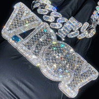 Pendentif Hip Hop Moissanite Personnalisé Plaqué Or Iced Out, Collier avec Pendentif Lettre Nom Personnalisé