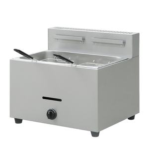 28L الفولاذ المقاوم للصدأ 2 خزان 2 سلال الغاز المقلاة النفط أقل مزدوجة المقلاة العميقة ، الغاز التجاري المقلاة العميقة مع البروبان - Product Image 4