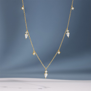 Collier empilable CANNER en argent sterling 925 avec pendentif goutte d'eau fleur et zircon blanc 5A plaqué or 18 carats pour femme - Product Image 3